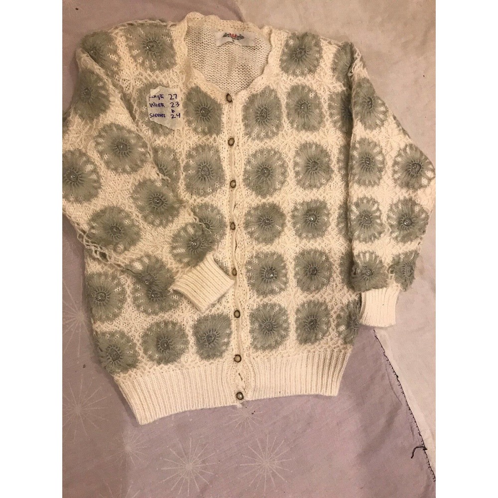 Sweater Women Green Flowers Front Botton Jackets Women Girls Formal Top